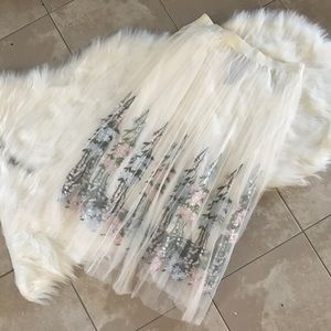 Floral Embroidered 🌸 Mesh Midi Skirt Size: S/M